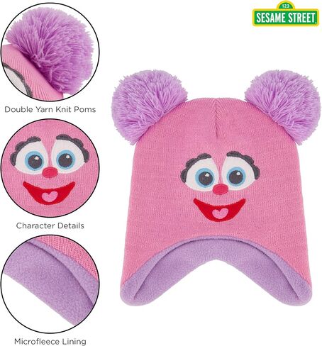قبعة الشتاء للأطفال والبنات الصغار من سيسامي ستريت، قفازات أو قفازات للأطفال، قبعة أطفال آبي كادابي للبنات من سن 2-4 قبعة للطقس البارد in Kuwait