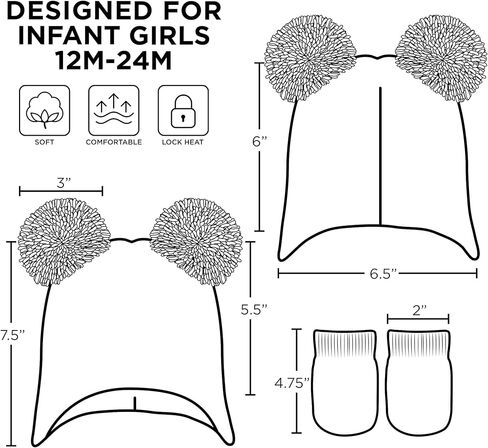 قبعة الشتاء للأطفال والبنات الصغار من سيسامي ستريت، قفازات أو قفازات للأطفال، قبعة أطفال آبي كادابي للبنات من سن 2-4 قبعة للطقس البارد in Kuwait
