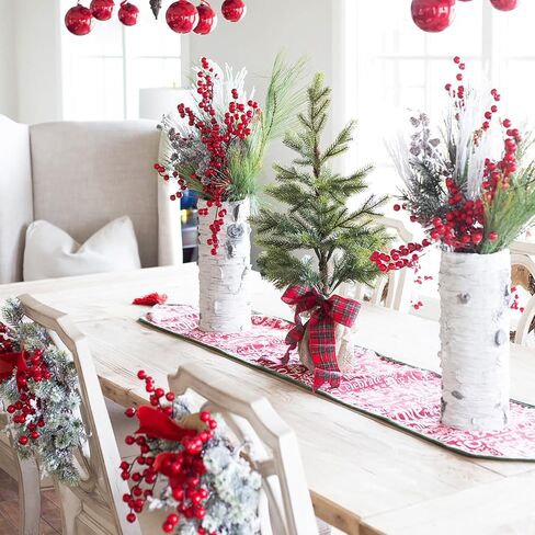 Grunyia 20 Pack Christmas Artificial Red Berry Stems Fake Holly Berry Pick for Christmas Tree Decorations DIY Crafts Xmas Ornaments Wedding Holiday Home Decor in Saudi Arabia