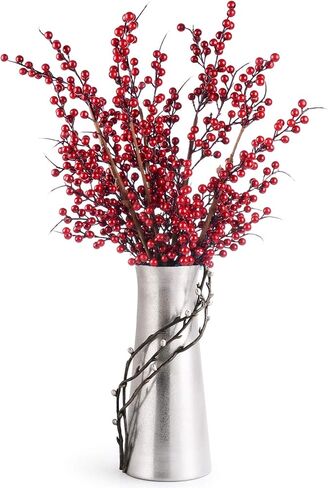 DearHouse 4 حزمة التوت الأحمر الاصطناعي ينبع التوت عيد الميلاد هولي لحرف عطلة المهرجان وديكور المنزل، 26 بوصة التوت العنابي الزهور زينة شجرة عيد الميلاد in Kuwait