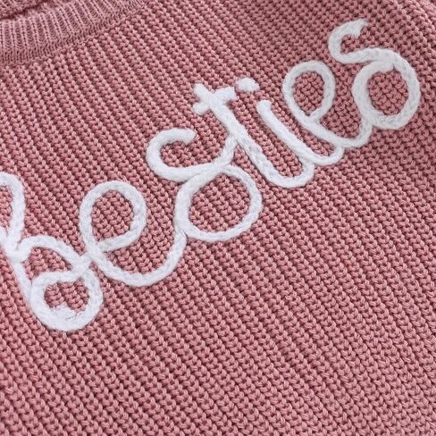 Covvoliy سترة متماسكة مكتنزة للأطفال البنات والأولاد Bestie مطرزة بأكمام طويلة ورقبة دائرية سترة للأطفال الصغار ملابس خريف وشتاء in Saudi Arabia