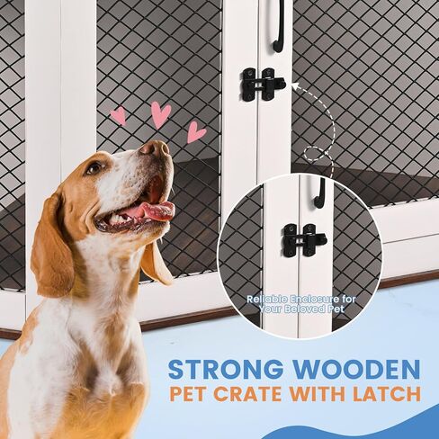 BOEASTER Corner Dog Crate Furniture, Wooden Dog Kennel End Table with Door Furniture Style Dog House Pet Crate Indoor Use for Small Dogs (L33.4 x W24.4 x H19.7in) in Kuwait