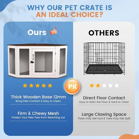 BOEASTER Corner Dog Crate Furniture, Wooden Dog Kennel End Table with Door Furniture Style Dog House Pet Crate Indoor Use for Small Dogs (L33.4 x W24.4 x H19.7in) in Kuwait