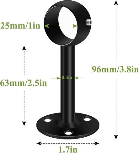 bsaocrt سقف جبل قوس قضيب الستارة، الثقيلة السنانير حامل قضيب الستارة، الفولاذ المقاوم للصدأ خزانة الستائر قضيب بين قوسين يدعم لأعمدة الستارة 1 بوصة، مجموعة من 2 أسود in Kuwait