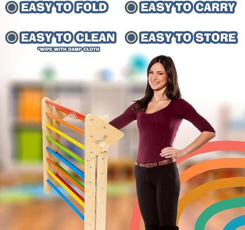 دريدل مثلث تسلق مع خيمة - العاب تسلق خشبية للاطفال الصغار والرضع - متسلق ملون قابل للطي لصالة الالعاب الرياضية الداخلية للاطفال - امنة بنسبة 100% - معتمدة من قانون تحسين سلامة المنتجات الاستهلاكية - in Kuwait