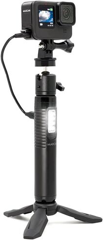 MAXCAM Light Battery Power Tripod Accessories Kit for Gopro HERO12/11/10/9, Bundle Includes Battery Power Grip + LED Fill Light + Tripod + Mini Ball Head + Aluminum Alloy Battery Cover Door in Kuwait