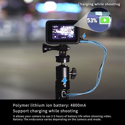 MAXCAM Light Battery Power Tripod Accessories Kit for Gopro HERO12/11/10/9, Bundle Includes Battery Power Grip + LED Fill Light + Tripod + Mini Ball Head + Aluminum Alloy Battery Cover Door in Kuwait