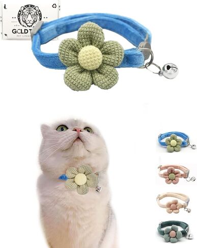 Cat Collar with Flower,Cat Collars for Girl Cats and Boy Cats,Breakaway Cat Collar with Bells,Adjustable Kitten Collar,Cute cat Collar(Pink, Breakaway) in Saudi Arabia