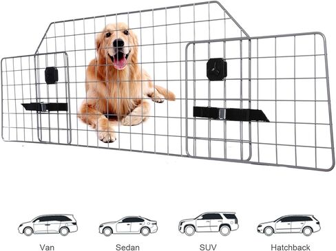 Dog Barrier for SUV Car & Vehicles, Adjustable Pet Barrier Car Gate Universal Fit Wire Mesh Dog Car Guard - Car Divider for Dogs Pets SUVs--2SET in Kuwait
