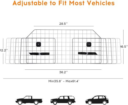 Dog Barrier for SUV Car & Vehicles, Adjustable Pet Barrier Car Gate Universal Fit Wire Mesh Dog Car Guard - Car Divider for Dogs Pets SUVs--2SET in Kuwait