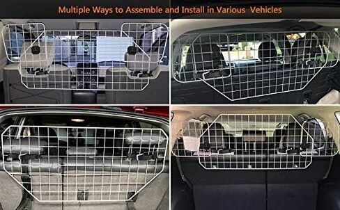 Dog Barrier for SUV Car & Vehicles, Adjustable Pet Barrier Car Gate Universal Fit Wire Mesh Dog Car Guard - Car Divider for Dogs Pets SUVs--2SET in Kuwait