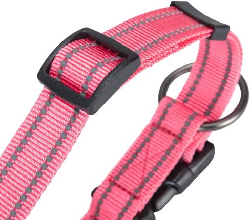 EXCELLENT ELITE SPANKER Reflective Dog Collar Classic Breathable Nylon Adjustable Pet Collar with Quick Release Buckle for Boy Girl Male Female Puppies Small Medium Large Dogs Training(Black-S) in Kuwait