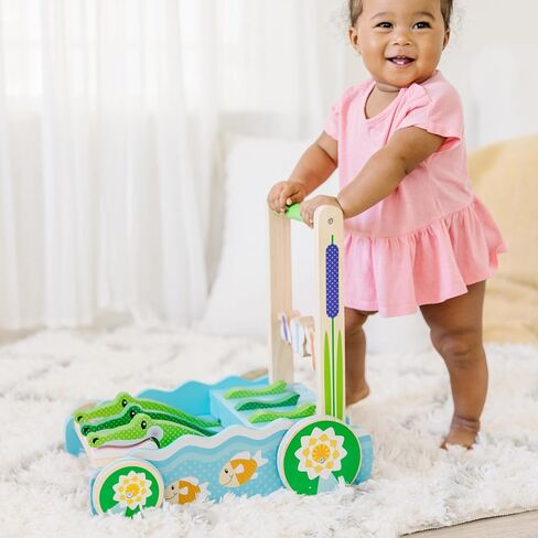 Melissa & Doug First Play Chomp and Clack Alligator Wooden Push Toy and Activity Walker - Pretend Play Developmental Baby Push Walker Toy For Toddlers Ages 1+, 1 EA in Saudi Arabia