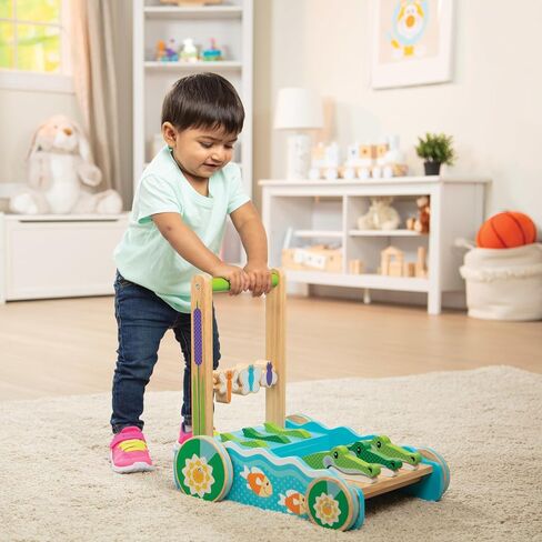 Melissa & Doug First Play Chomp and Clack Alligator Wooden Push Toy and Activity Walker - Pretend Play Developmental Baby Push Walker Toy For Toddlers Ages 1+, 1 EA in Saudi Arabia