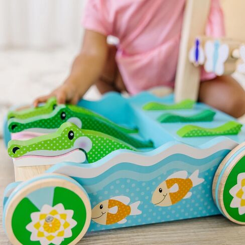 Melissa & Doug First Play Chomp and Clack Alligator Wooden Push Toy and Activity Walker - Pretend Play Developmental Baby Push Walker Toy For Toddlers Ages 1+, 1 EA in Saudi Arabia