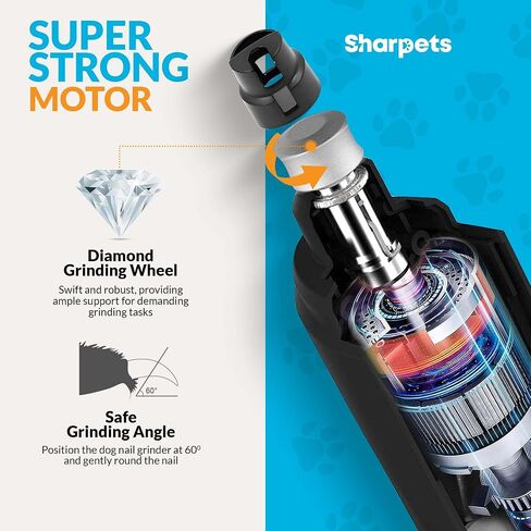 Sharpets Dog Nail Grinder with LED Light, Dog Nail Clipper, Trimmers Clipper Super Quiet for Large Small Dogs Cats Grooming Kit, Dog Nail Clippers for Large Dogs in Saudi Arabia