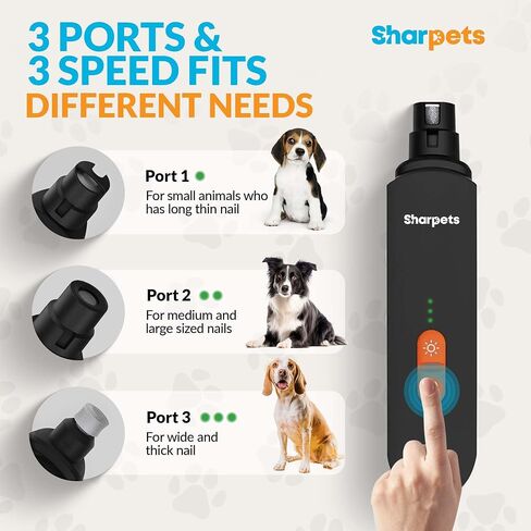 Sharpets Dog Nail Grinder with LED Light, Dog Nail Clipper, Trimmers Clipper Super Quiet for Large Small Dogs Cats Grooming Kit, Dog Nail Clippers for Large Dogs in Saudi Arabia