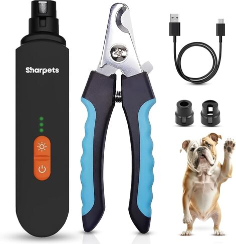 Sharpets Dog Nail Grinder with LED Light, Dog Nail Clipper, Trimmers Clipper Super Quiet for Large Small Dogs Cats Grooming Kit, Dog Nail Clippers for Large Dogs in Saudi Arabia