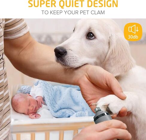 بيربيركر اداة تشذيب اظافر الكلاب والحيوانات الاليفة لسلالات الكلاب والقطط الصغيرة والمتوسطة والكبيرة، مجموعة ادوات كهربائية مطورة هادئة للعناية بالحيوانات الاليفة توفر 3 سرعات و2 مصباح LED و2 راس in Kuwait