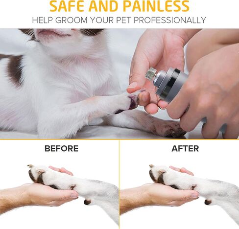 بيربيركر اداة تشذيب اظافر الكلاب والحيوانات الاليفة لسلالات الكلاب والقطط الصغيرة والمتوسطة والكبيرة، مجموعة ادوات كهربائية مطورة هادئة للعناية بالحيوانات الاليفة توفر 3 سرعات و2 مصباح LED و2 راس in Kuwait