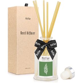 Reed Diffuser, MitFlor Oakmoss Amber Fragrance Diffuser Set, Room Freshener with Natural Rattan Sticks, Fresh Scent Oil Diffuser for Bedroom, Bathroom, and Home Décor, 3.4 fl oz