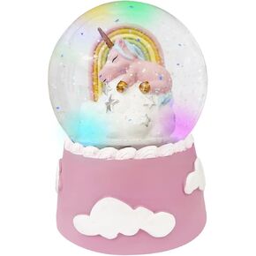 J JHOUSELIFESTYLE Unicorn Snow Globe - Color Changing Musical Snow Globes for Girls Kids 100mm in Kuwait