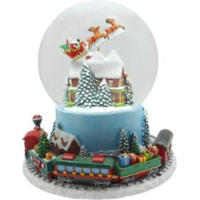 لايت اهيد تمثال سانتا طائر موسيقي 120 ملم كرة ثلج مائية من البولي الراتنج مع منزل داخلي وقطار على قاعدة دوارة in Kuwait