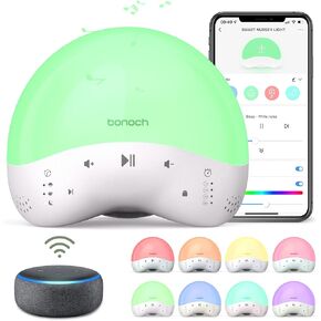 bonoch Sound Machine Baby Smart Night Light WiFi Time-to-Rise 25 White Noise Machine for Sleeping Baby Toddler Sleep Trainer Kids Alarm Clock, APP & Voice & Touch Control with Alexa & Google Assistant in Kuwait