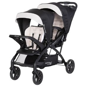 Baby Trend Sit N Stand Double Stroller 2.0 DLX with 5 Point Safety Harness, Canopy, Extra Basket, 2 Cup Holders, and Covered Compartment, Magnolia in Kuwait