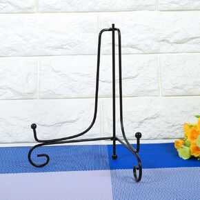 Tbest 10 Inch Plate Stand,Cook Book Stands for Kitchen,Picture Stand,Plate Stand for Very Large Plate 1 Pcs 4 Iron Easel Classic Display Stand Bowl Plate Photo Frame Book Artwor Black (4 Inches)