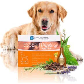 Dermoscent Essential 6 spot-on - Dog Skin Care for Dandruff & Allergy Relief with Vitamin E Oil - Anti Itch for Dogs - Natural Ingredients for Sensitive Skin - Dogs 20-40 kg - 4 Pipettes of 2.4 ml in Kuwait