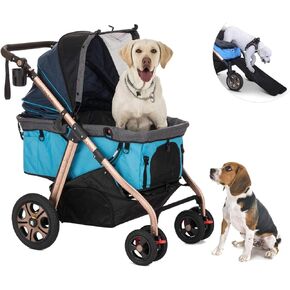 عربة سفر HPZ Pet Rover Titan-HD فائقة الحجم للكلاب/القطط/الحيوانات الأليفة، عربة سفر بسيارات الدفع الرباعي/مع منحدر وصول/سعة 100 رطل/عجلات مطاطية بدون ضخ/إطار من الألومنيوم للحيوانات الأليفة الصغيرة والمتوسطة والكبيرة وXL (رمادي داكن) in Kuwait
