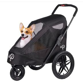 Petique Breeze Jogger, Dog Cart for Medium Size Pets, Ventilated Pet Stroller for Cats & Dogs, Black in Kuwait