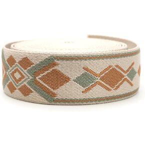 CRAFTMEMORE 1.5 Inches Bohemian Style Cotton Poly Webbing Strap, Strong Webbing for Arts, Crafts, Bag Strap (5 Yards, Style 01)