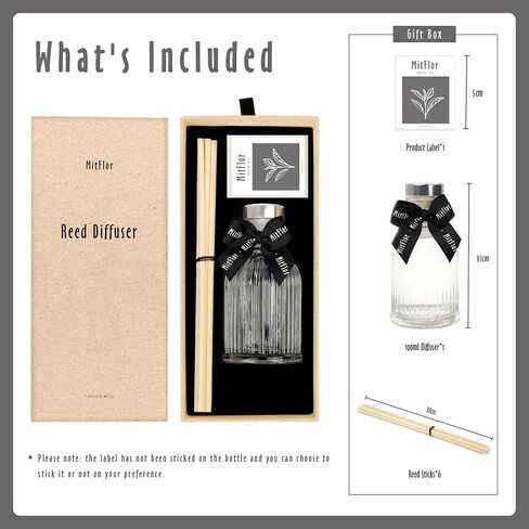 Reed Diffuser, MitFlor Oakmoss Amber Fragrance Diffuser Set, Room Freshener with Natural Rattan Sticks, Fresh Scent Oil Diffuser for Bedroom, Bathroom, and Home Décor, 3.4 fl oz in Saudi Arabia