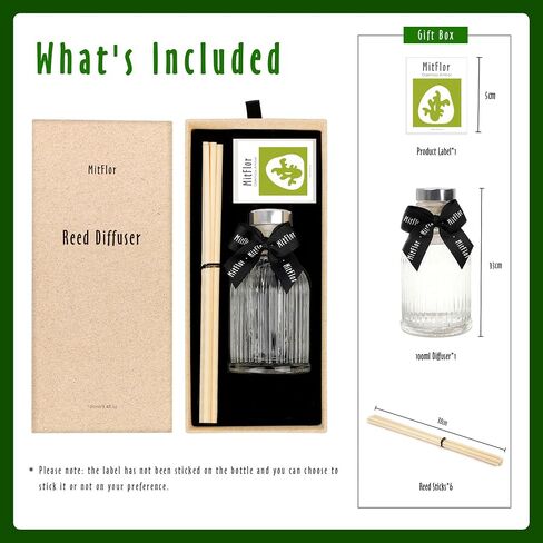 Reed Diffuser, MitFlor Oakmoss Amber Fragrance Diffuser Set, Room Freshener with Natural Rattan Sticks, Fresh Scent Oil Diffuser for Bedroom, Bathroom, and Home Décor, 3.4 fl oz in Saudi Arabia