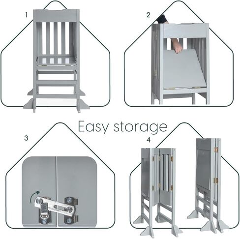 مساعد مقعد المطبخ الخشبي للأطفال من ميلارد، قابل للطي - للأطفال والصغار (أبيض) in Kuwait