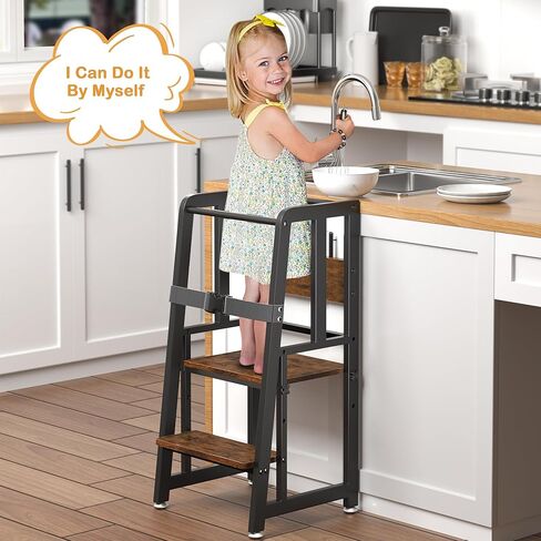 جستوجو مقعد مطبخ مساعد للاطفال الصغار مع حزام امان، مقعد قائم للاطفال الصغار للتعلم في المطبخ، مقعد معدني قوي بارتفاع قابل للتعديل لتعلم الاطفال in Kuwait