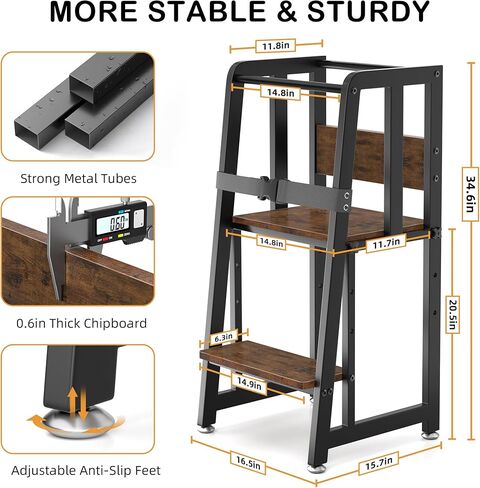 جستوجو مقعد مطبخ مساعد للاطفال الصغار مع حزام امان، مقعد قائم للاطفال الصغار للتعلم في المطبخ، مقعد معدني قوي بارتفاع قابل للتعديل لتعلم الاطفال in Kuwait