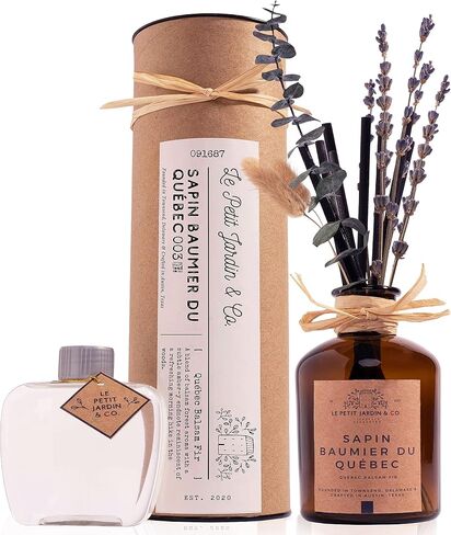 Le Petit Jardin & Co. مجموعة هدايا عطرية معطرة بالزيت والزهور المجففة المحفوظة الحقيقية لمزرعة ريفية ومكتب منزلي وديكور الحمام (بلسم كيبيك التنوب، الخزامى والأوكالبتوس) in Kuwait