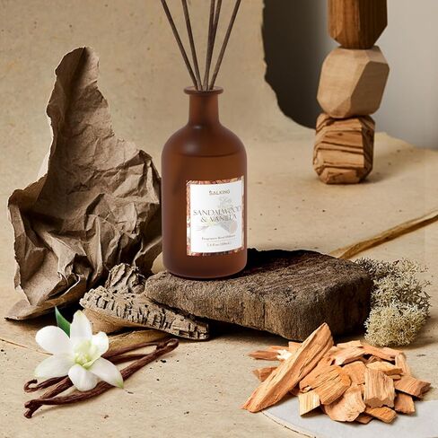 مجموعة ناشرات خشب الصندل وقصب الفانيليا من سالكينج، ناشر معطر بعصي، 7.4 أونصة، ناشر قصب الزيوت العطرية للرجال للمنزل، مجموعة أعواد ناشر الزيوت، ناشر عطر منزلي، رائحة ذكورية in Kuwait