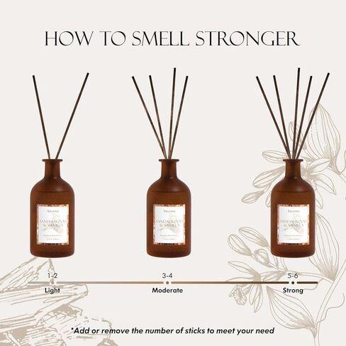 مجموعة ناشرات خشب الصندل وقصب الفانيليا من سالكينج، ناشر معطر بعصي، 7.4 أونصة، ناشر قصب الزيوت العطرية للرجال للمنزل، مجموعة أعواد ناشر الزيوت، ناشر عطر منزلي، رائحة ذكورية in Kuwait