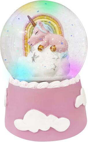 J JHOUSELIFESTYLE Unicorn Snow Globe - Color Changing Musical Snow Globes for Girls Kids 100mm in Kuwait