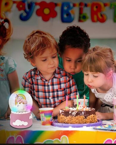 J JHOUSELIFESTYLE Unicorn Snow Globe - Color Changing Musical Snow Globes for Girls Kids 100mm in Kuwait