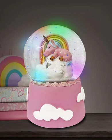 J JHOUSELIFESTYLE Unicorn Snow Globe - Color Changing Musical Snow Globes for Girls Kids 100mm in Kuwait