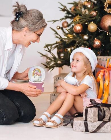 J JHOUSELIFESTYLE Unicorn Snow Globe - Color Changing Musical Snow Globes for Girls Kids 100mm in Kuwait