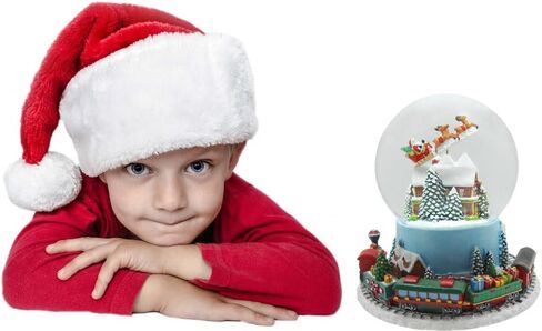 لايت اهيد تمثال سانتا طائر موسيقي 120 ملم كرة ثلج مائية من البولي الراتنج مع منزل داخلي وقطار على قاعدة دوارة in Kuwait