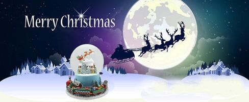 لايت اهيد تمثال سانتا طائر موسيقي 120 ملم كرة ثلج مائية من البولي الراتنج مع منزل داخلي وقطار على قاعدة دوارة in Kuwait