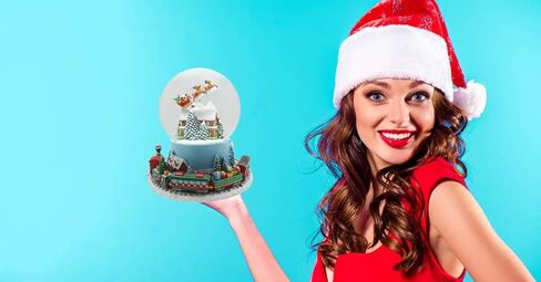 لايت اهيد تمثال سانتا طائر موسيقي 120 ملم كرة ثلج مائية من البولي الراتنج مع منزل داخلي وقطار على قاعدة دوارة in Kuwait