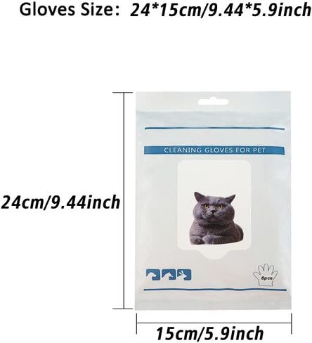 فاتدا مناديل مبللة للعناية بالحيوانات الأليفة للكلاب والقطط 6 قطع، مناديل مبللة للكلاب، مناديل مبللة للقطط، مناديل مبللة للحيوانات الأليفة بدون شطف، قفازات تدليك للاستعمال مرة واحدة، تنظيف الحيوانات الأليفة وغسل الحيوانات الأليفة، مصنوعة من القطن، حمام سه in Kuwait